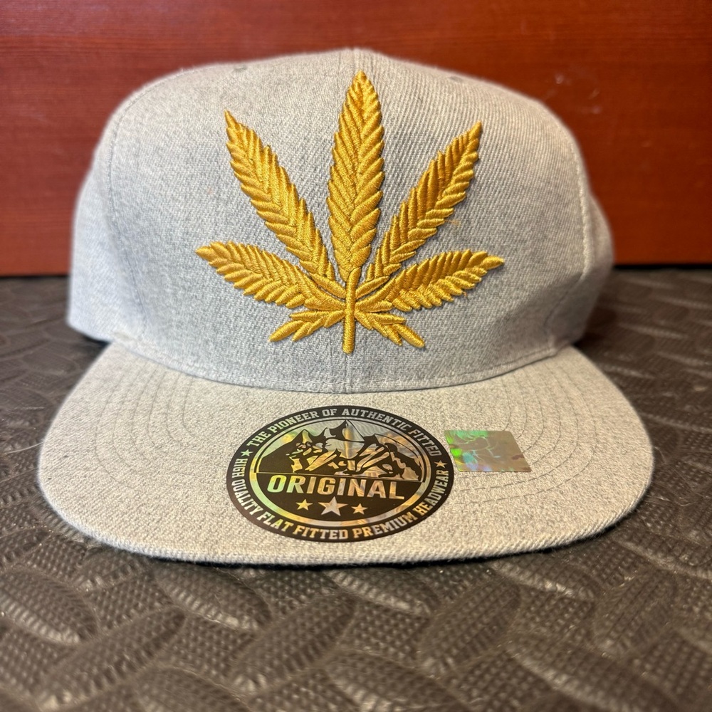 Rhino Gray Cap with Gold Leaf Embroidery NWOT